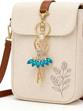 NEW Ballet Keychain Rhinestone Dancing Ballerina Dancer Backpack Bag Charm Dance